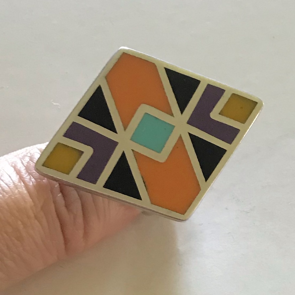 💙🧡 Geometric Inlay Ring 💛💜 - Picture 8 of 8